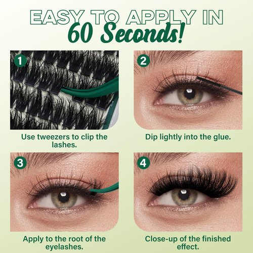 KEYYOU LASH Clusters 3D Effect Eyelash Clusters 280pcs 100D D Curl 9-18MIX Individual Lashes Wispy Lashes Volume Cluster Lashes Natural Soft DIY Lash Extension(3D-100D-D-9-18MIX)