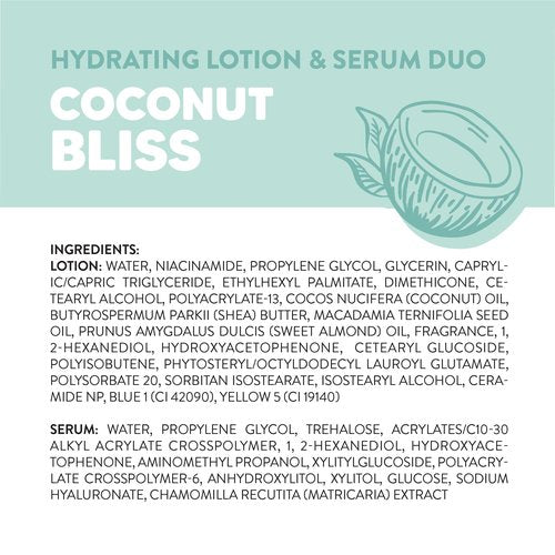 Onyx Professional Hydrating Body Lotion & Serum Duo with Ceramide NP & Coconut Oil, Coconut Bliss, 7 fl oz, 2pk