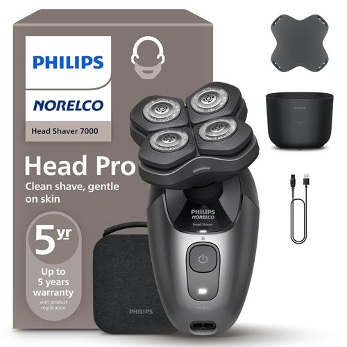 Philips Norelco Head Shaver Pro 7000 Series - Electric Shaver with 360° Flexing Head & ComfortCut Blades for Gentle, Clean Shave | Model HS7980/40