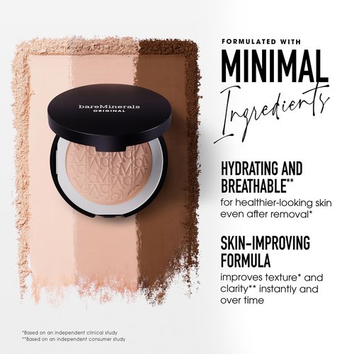 bareMinerals Original Pressed Powder Foundation Mineral SPF 15 – Talc-Free, Natural Matte Finish, Buildable Coverage, Vegan, Clean Beauty