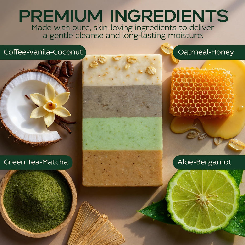 Wellness Gift Sea Moss Soap Bar – All-Natural Detox Soap with Coffee, Vanilla, Coconut & Oatmeal Honey – Gentle Handmade Foam for Sensitive Skin, Face & Body – Valentine's Gift for Men & Women