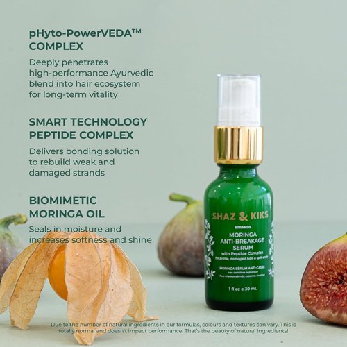 SHAZ & KIKS Moringa Anti-Breakage Peptide Serum - Control Frizz & Repair Damaged Hair | 1 Fl Oz