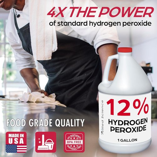 Allied Science 12% Food Grade Hydrogen Peroxide - 4X Stronger Solution for Home & Personal Care | 1 Gallon (2)