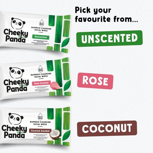 The Cheeky Panda Bamboo Face Cleanser Makeup Remover Wipes | 6 Packs of 25 Face Wipes | 99% Purified Water Wipes | Plant Based & Vegan Wet Wipes | Sustainable Alternative