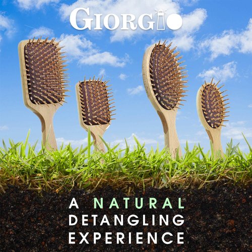 Giorgio GBRD1 Small Travel Men's Mustache and Beard Brush, Natural Boar Bristle for Flawless Shaping and Grooming. Ergonomic Grip Wood Handle. Dry or Wet, Distributes Oils and Balms to Soften Beard