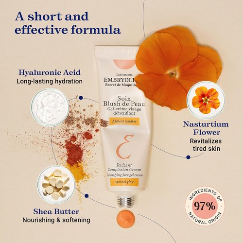 Embryolisse Radiant Complexion Cream - Illuminating Makeup & Moisturizer with Hyaluronic Acid & Shea Butter | 1.01 Fl. Oz.