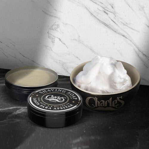 Charle's Premium Shaving Soap 3.5 Oz - With Menthol and Bergamot Fragrance - Consistent Foam - Biodegradable Ingredients - For 350 Applications