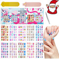 240Pcs Kids False Nail with Nail Glue Children Girls Press on short Nails No fading Stable Quick Stick on Cute Pre Glue Full Cover Acrylic Nail Tip Kit Gift for Kids Nail Decoration(Rainbow Unicorn）