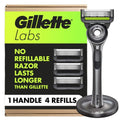 GilletteLabs with Exfoliating Bar by Gillette Razor for Men - 1 Handle, 4 Razor Blade Refills, Includes Premium Magnetic Stand