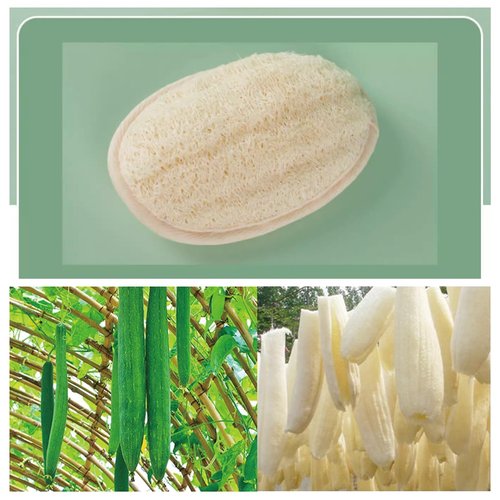 Natural Loofah Exfoliating Body Scrubber Pads, Bath Loofah for Women & Men, 100% Plant-Based Shower Luffa Sponge (3-Pack)