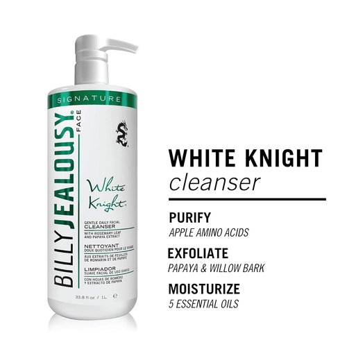 Billy Jealousy White Knight Facial Cleanser - Gentle Daily Wash with Exfoliators | Ideal for All Skin Types