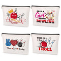 SEAOYOZO 4 Pcs Bowling Gifts for women, Bowling Makeup Bag, Sport Accessories, Cosmetic Bag Zipper Pouch Gifts for Ball lover, Gym Lovers, Girls, Sister
