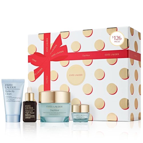 Estée Lauder DayWear Moisturizer Holiday Skincare Gift Set - Hydrating Routine | Full-Size 1.7 Oz + Cleanser 1 Oz + Eye Cream 0.17 Oz + Serum 0.5 Oz