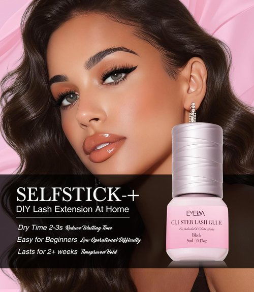 EMEDA Long Lasting Lash Cluster Glue for 15 Days, Waterproof/Strong Hold/Eyelash Extension Glue for Sensitive Eyes & DIY Individual & Clusters & Lash Extensions (5ml Black 3s)