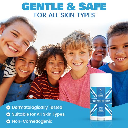 Fresh Kidz Deodorant Stick for Kids and Teens - Baking Soda and Aluminum-free 24 Hour Protection for Sensitive Skin - Boys "Blue", 2.65 oz / 75 g (2 Pack)