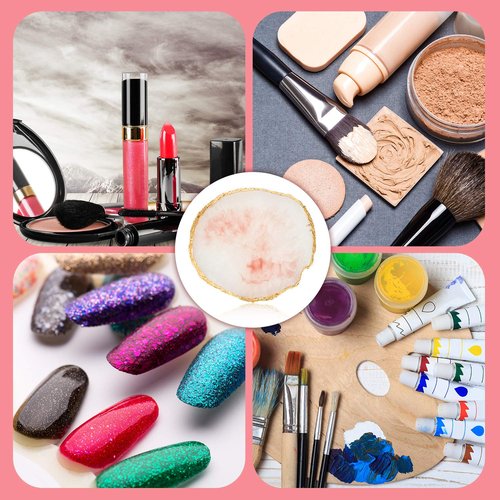 Blulu 18 Pcs Nail Art Brushes Tools,3 Pcs Resin Nail Art Palette with 15 Brushes Gold Edge Polish Mixing Palette Equipment Set for DIY Home Salon Makeup Display Board