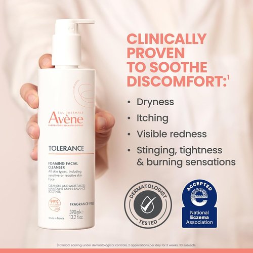 Avène Tolerance Daily Foaming Facial Cleanser - Fragrance-Free, Glycerin & Niacinamide for Sensitive Skin