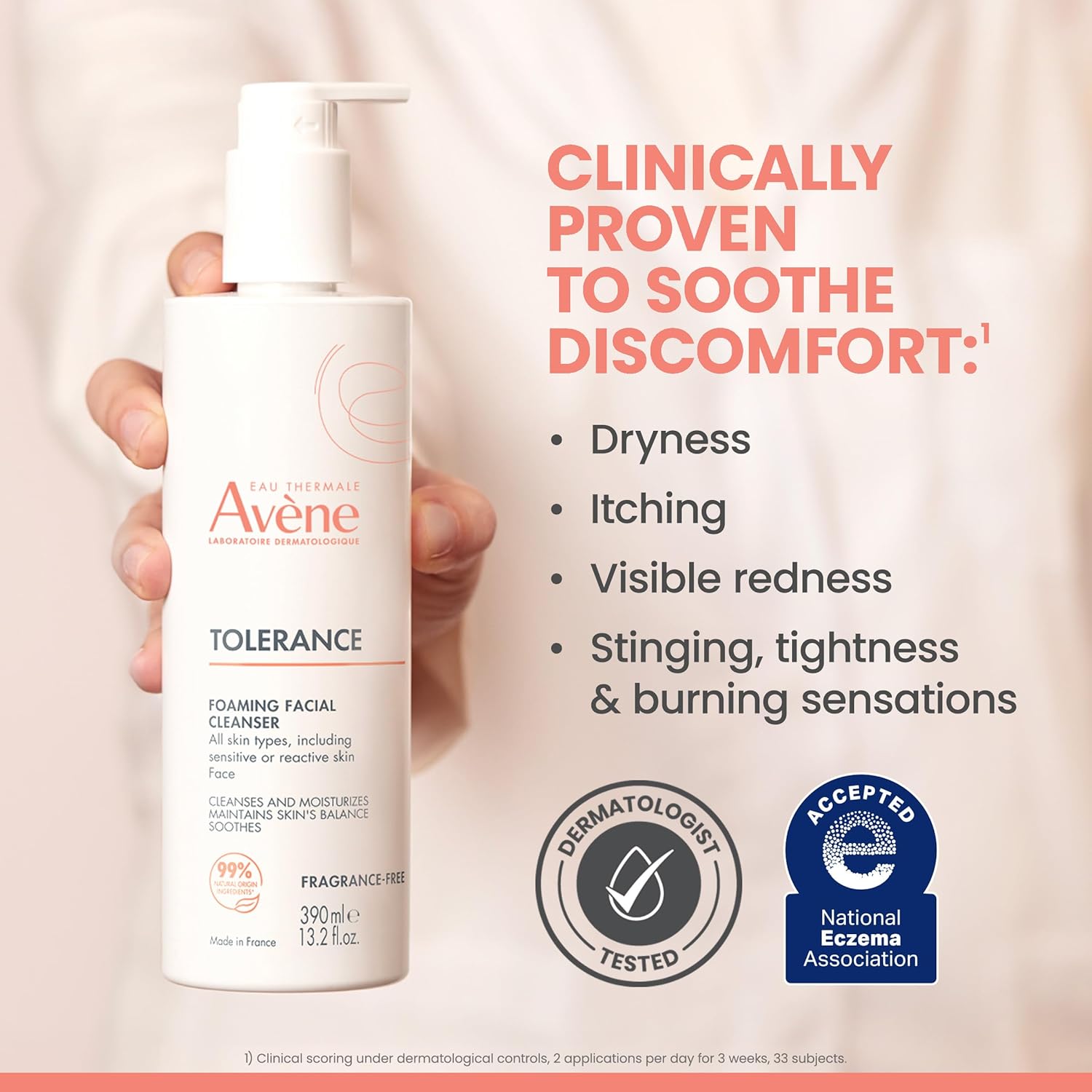 Avène Tolerance Daily Foaming Facial Cleanser - Gentle Face Wash for Sensitive Skin | Fragrance-Free, Glycerin & Niacinamide