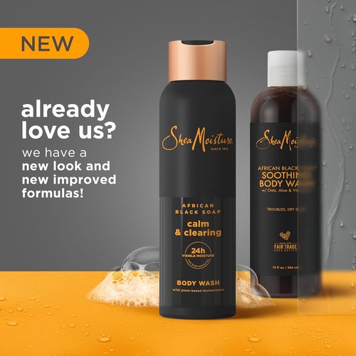 SheaMoisture African Black Soap Body Wash - Calm & Clear Formula for 24-Hour Moisture | 18 Oz