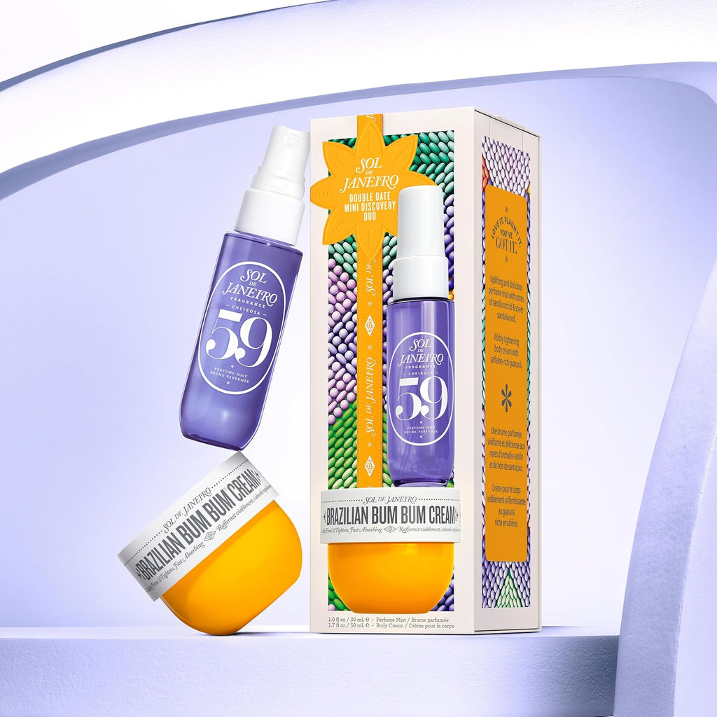 Sol de Janeiro Double Date Beauty Gift Set - Travel Size Brazilian Bum Bum Cream & Cheirosa 59 Mist | Limited Edition