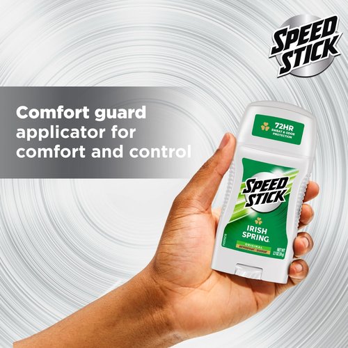Speed Stick Antiperspirant Deodorant for Men, 72 HR Sweat & Odor Protection, Irish Spring Scent, 2.7 oz Stick (4 Pack)
