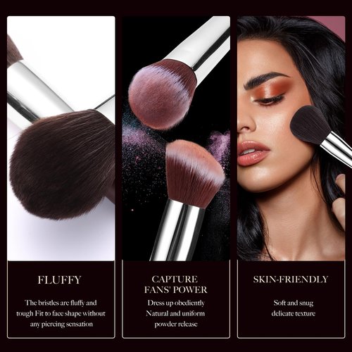 35Pcs Professional Makeup Brushes Set, High End 25 Pcs Make up Tools For Powder Foundation Concealers Blush Eyeshadows and 8 Puff 2 Makeup Sponge. Artist MUST HAVES Travel and Daily (brown)