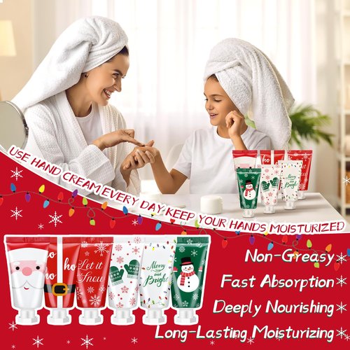 24 Pieces Secret Santa Gift Set: Mini Christmas Hand Cream Travel Size Lotion Bulk Holiday Stocking Stuffers Appreciation Gifts for Women Employee Coworker Staff 30ml 6 Natural Plant Fragrance