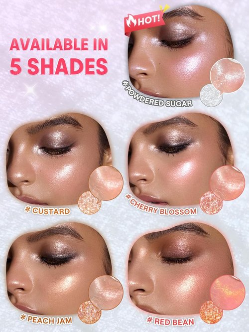 SheGlam Glowchi Bouncy Highlighter - Mochi-Like Formula for Long-Lasting Shimmer | Red Bean