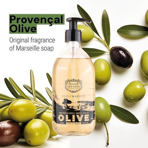 Panier des Sens Olive Oil Hand Soap - Natural Marseille Formula, Gentle & Moisturizing, 16.6 fl oz