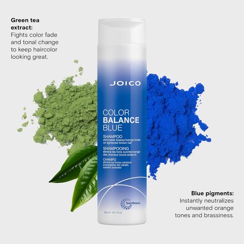 Joico Color Balance Blue Shampoo - Eliminate Brassy Tones & Boost Vibrancy | Protects with Rosehip Oil & Green Tea Extract