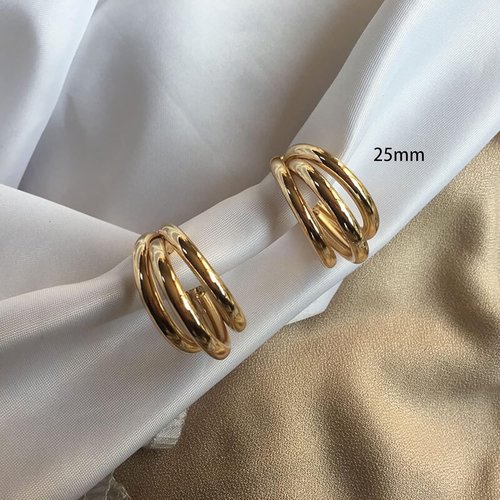 Skiennix Chunky Gold Hoop Earrings - 14k Gold Plated Triple Hoops | Hypoallergenic & Trendy Jewelry for Women