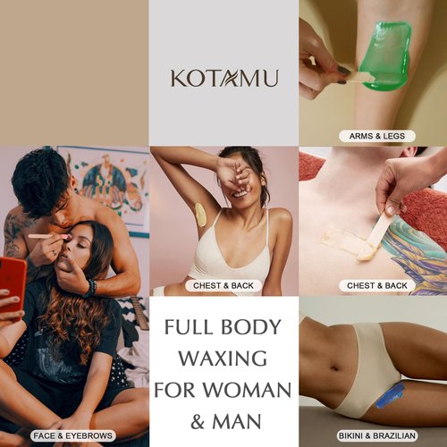 KOTAMU Waxing Kit for Women & Men, Wax Warmer for Hair Removal, Digital Wax Kit with Silicone Pot，Ideal for Face Eyebrow Arm Legs Armpit &Sensitive Skin, Pink Waxing Machine for Home Salon Use