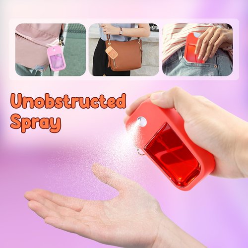 aeloer 3 Pcs Silicone Case with Keychain Compatible with Touchland Hand Sanitizer Spray Mist 1 fl oz, 3 Colors Anti-Slip Protective Case(Red,Pink,Orange)