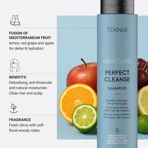 LAKMÉ Teknia Perfect Cleanse Shampoo, Clarifying Shampoo for Build Up, Deep Clean for Scalp and Hair, 10.2 Fl Oz
