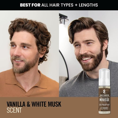 Billy Jealousy Hair Styling Mousse for Men - Light Hold, Frizz Control & Hydration | Travel Size, Vegan, Vanilla White Musk