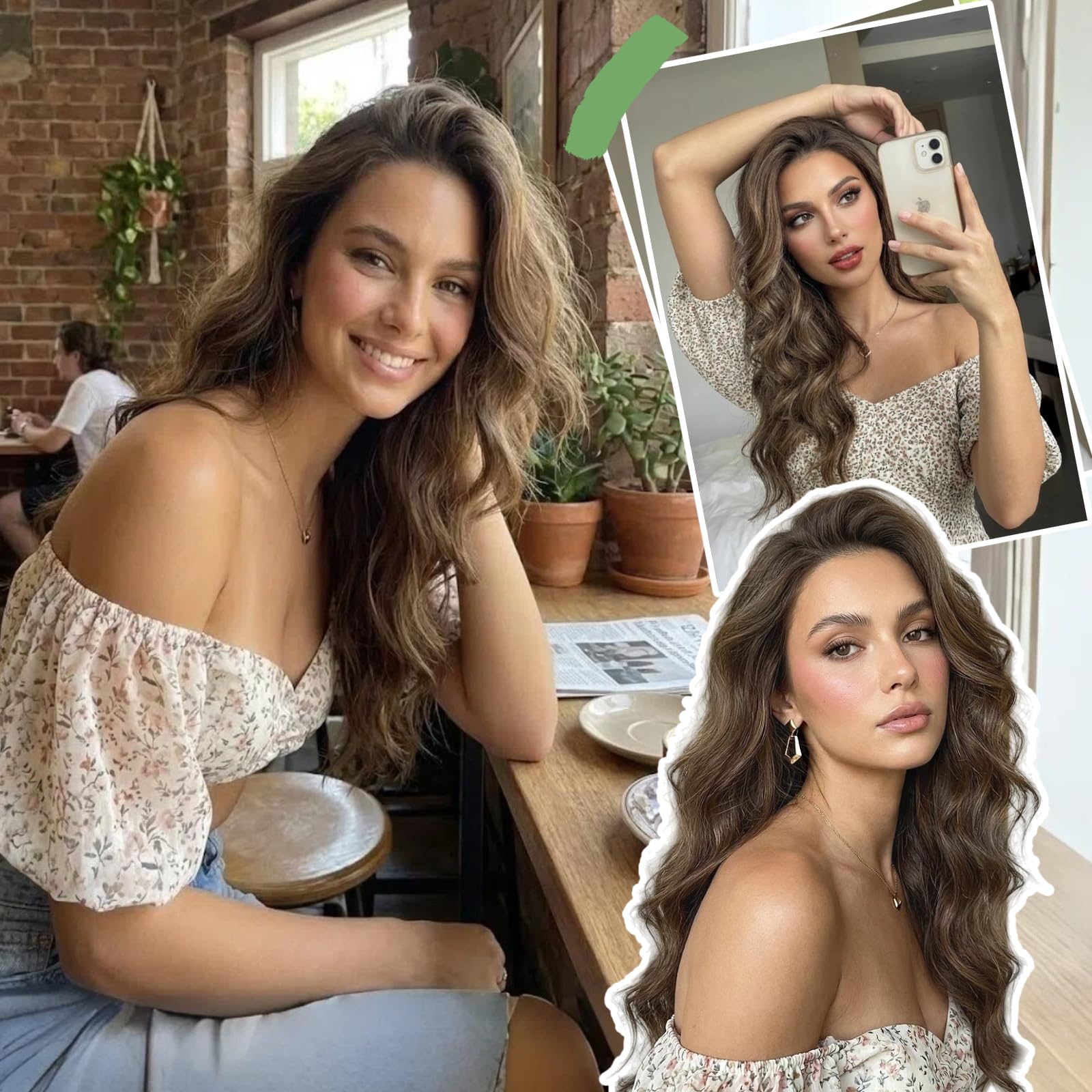 XIXISNOW Hair Toppers for Women Thinning Hairs 24 Inch Long Layered Topper Curly Synthetic Wiglets Pieces Hand-Tied Hairline Synthetic Clip on Hair Topper for Women Dark Brown Mix Golden Brown