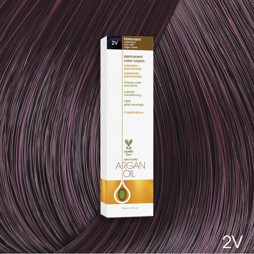 One N' Only Permanent Hair Color - Argan Oil Infused Dye for Rich Tones & Gray Coverage - 2V Violet Black (3 oz)