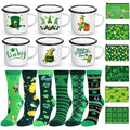 Singhoow 18 Pcs St Patrick's Day Gifts Set Happy St Patrick's Day Enamel Mugs Irish Shamrock Lucky Makeup Bags Green Clover Socks Bulk Party Favors Supplies for Women Coworkers Saint Patty's Decor