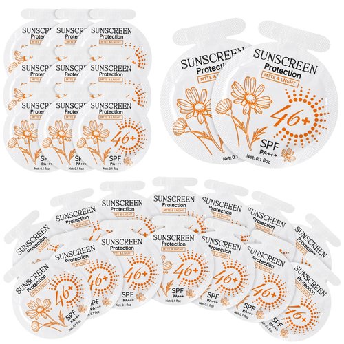 Heigble 50 Pcs Sunscreen Bulk Mini Travel Size Sunscreen Packets SPF 46+ Summer Party Gifts for Women Girl