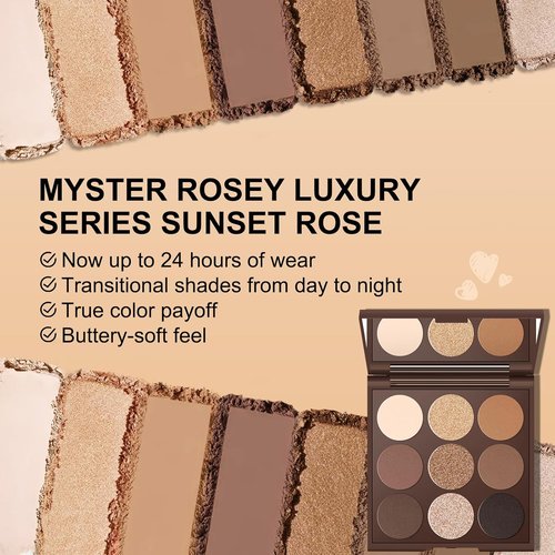 MYSTER ROSEY Neutral Eyeshadow Palette - Long-Lasting Vegan Matte Shades with Mirror | 0.5oz (Autumn Sunshine)