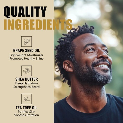 DayixCare Beard Oil for Black Men: All Natural Beard Growth Oil w/Jojoba, Cedar & Avocado for Thicker, Softer & Fuller Beards – Deeply Nourishes and Hydrates Throughout the Day