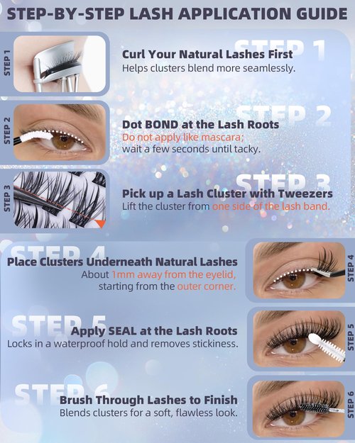 Geeneiya Natural Lash Clusters Kit Short Eyelash Clusters Kit 10-12-14MM Wispy Cluster Lashes C Curl Cluster Eyelash Extensions Clean Girl Makeup Lash Extension Kit with Waterproof Lash Bond and Seal