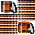 Tanlade 100 Pcs 2 oz Amber Plastic Cosmetic Jars with Lids Empty Leak Proof Container Refillable Cosmetic Jars Airtight for Cream, Lotion, Powder, Ointment, Beauty Products Travel Storage(Round)