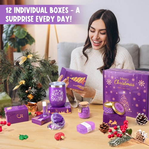 Advent Calendar 2025 for Adult Women - 12 Days of Christmas Advent Calendar for Women, Mom, Wife, Girlfriend, Sister, Her - Unique Lavender Spa Self Care Gifts Basket w/Coffee Mug, Beauty, Bath Items