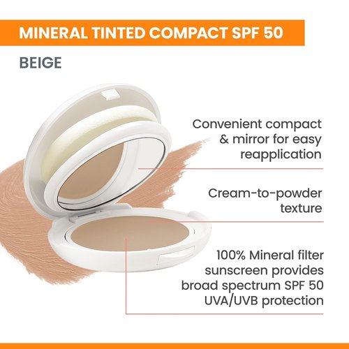 Avène High Protection Tinted Compact - Mineral Sunscreen with SPF 50+ | Water-Resistant & Non-Greasy
