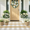 OLANLY Buffalo Plaid Rug - Washable Beige & White Cotton Checkered Doormat | 2' x 4'3" for Indoor/Outdoor Use