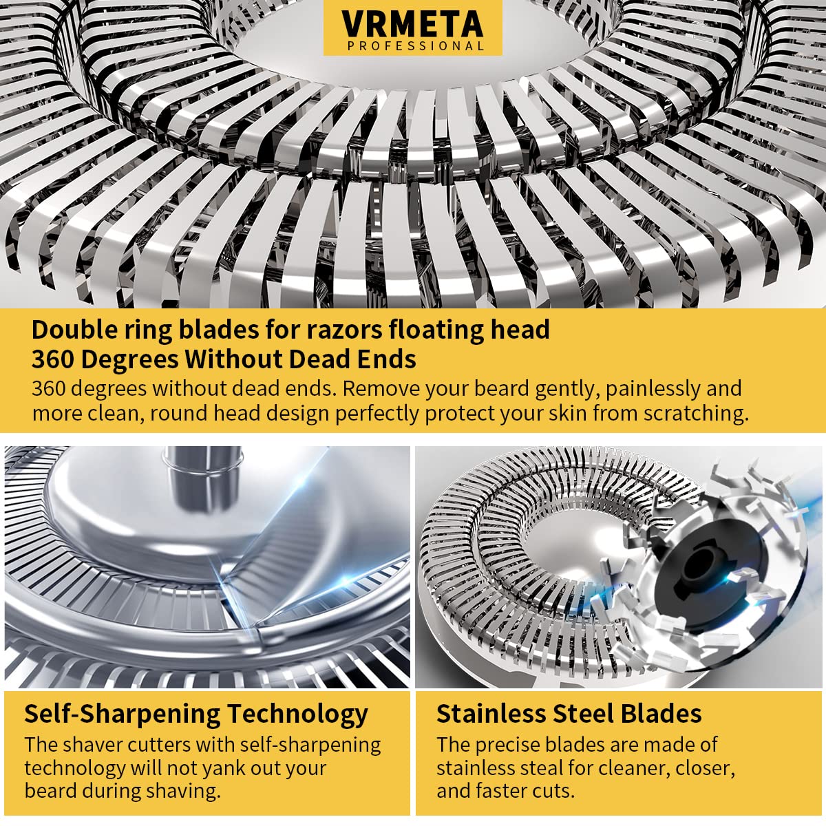 VRMETA Upgraded Version 9 Blades Electric Razor Shaver Heads