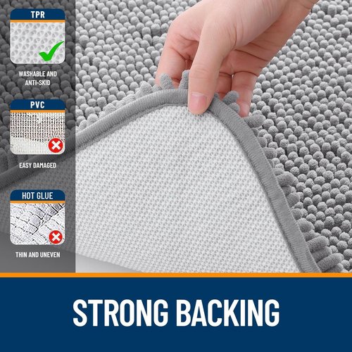 OLANLY Bathroom Rugs - Extra Soft Chenille Bath Mats | Quick Dry, Machine Washable, 30x20, Grey