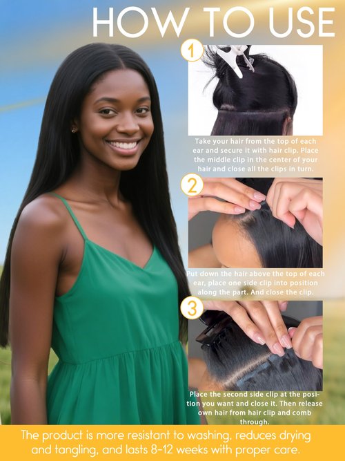 Caliee Seamless Yaki Straight Clip ins 14 Inch Balayage Natural Black Mixed Chestnut Brown Light Yaki Clip ins for Black Women 115G 8 Pcs Invisible PU Weft