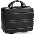 Acshio Mini Hard Shell Cosmetic Travel Case, 12 Inch Small Portable Makeup Train Case with Elastic Band Handle, Pressure-proof ABS Carrying Suitcase Toiletry Box for Travel, Camping, Black